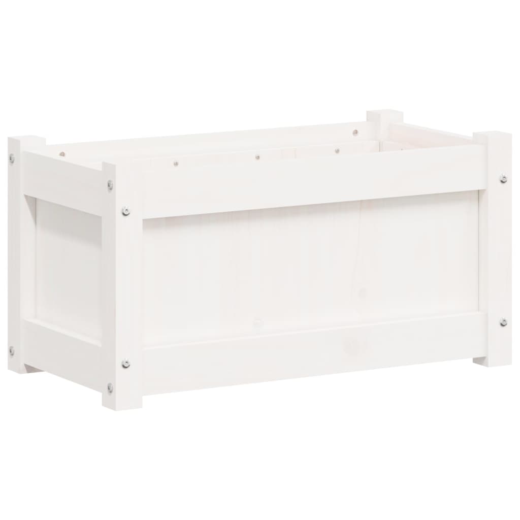 Garden Planters 2 pcs White Solid Wood Pine