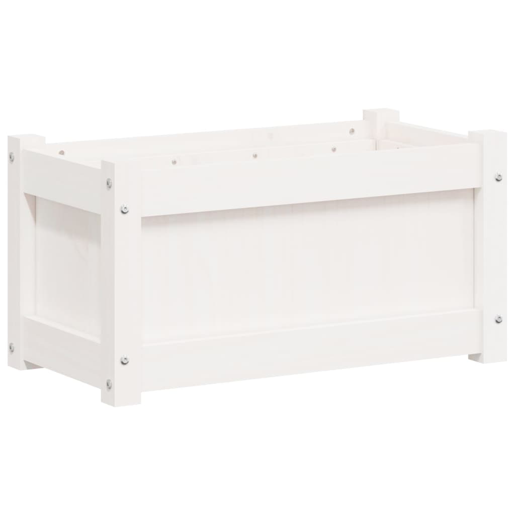 Garden Planters 2 pcs White Solid Wood Pine