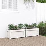 Garden Planters 2 pcs White Solid Wood Pine