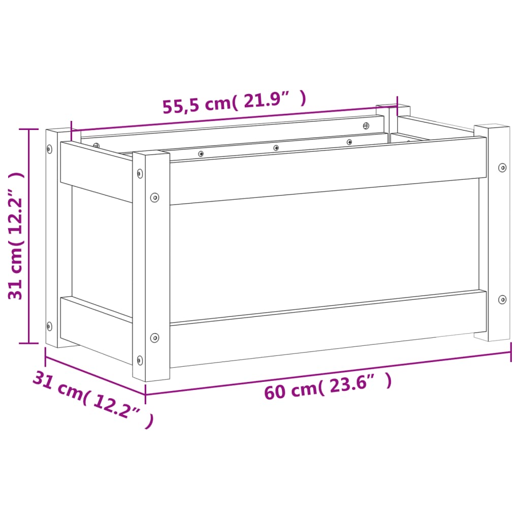 Garden Planter Wax Brown 60x31x31 cm Solid Wood Pine