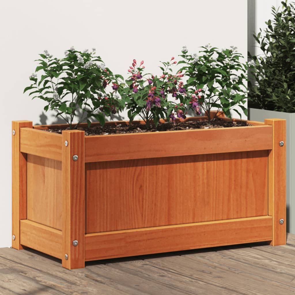 Garden Planter Wax Brown 60x31x31 cm Solid Wood Pine