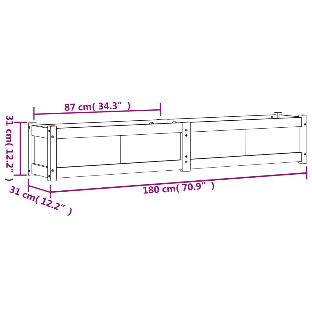 Garden Planter 180x31x31 cm Solid Wood Douglas
