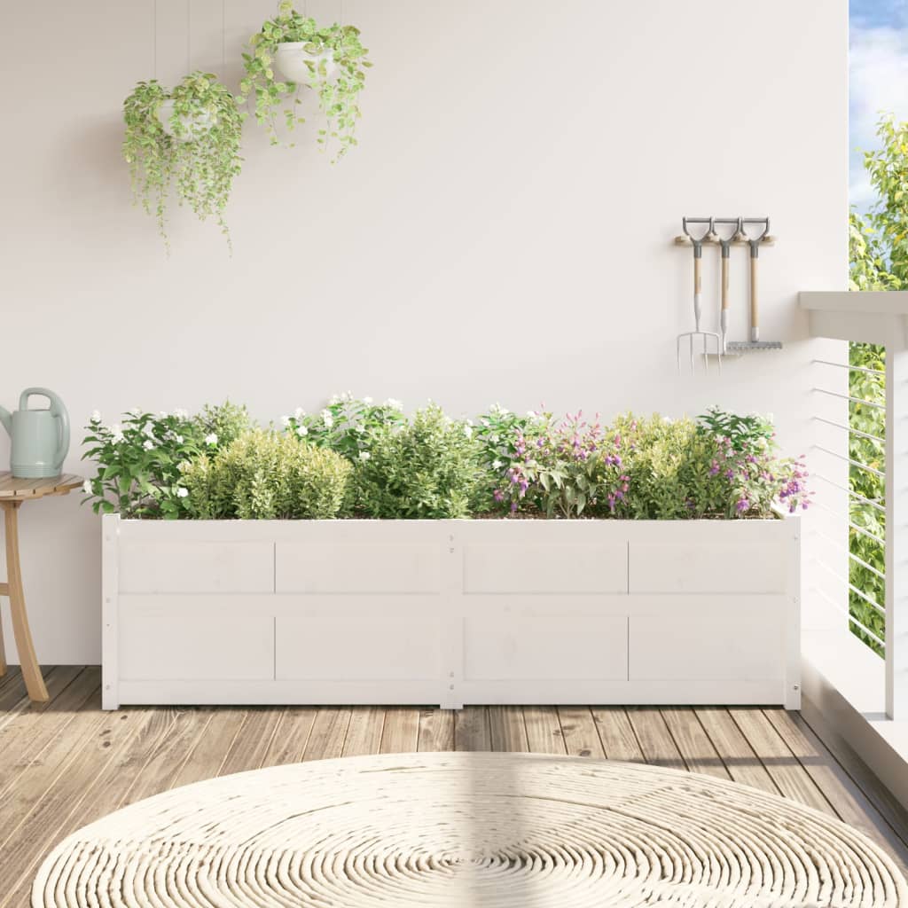 Garden Planter White 180x50x50 cm Solid Wood Pine