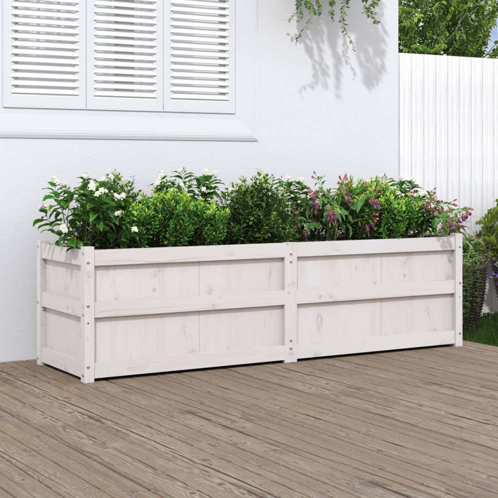 Garden Planter White 180x50x50 cm Solid Wood Pine