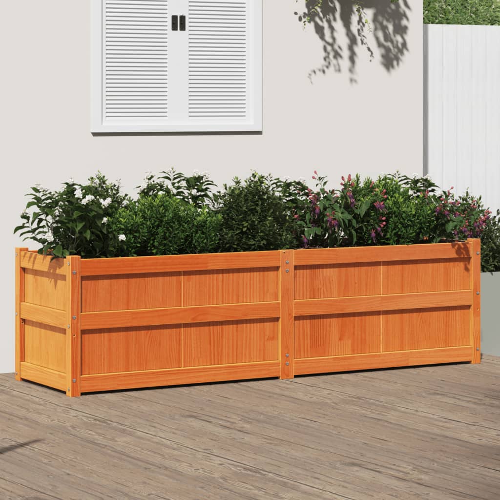 Garden Planter Wax Brown 180x50x50 cm Solid Wood Pine