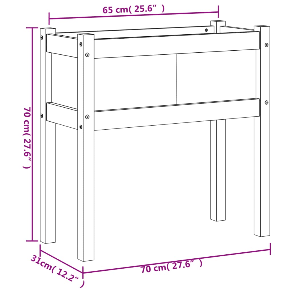 Garden Planter with Legs 70x31x70 cm Solid Wood Pine