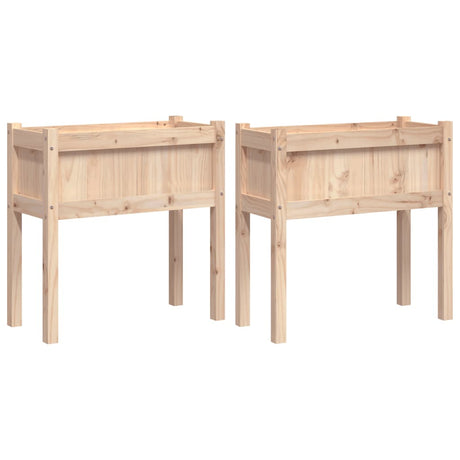 Garden Planters 2 pcs with Legs Solid Wood Pine