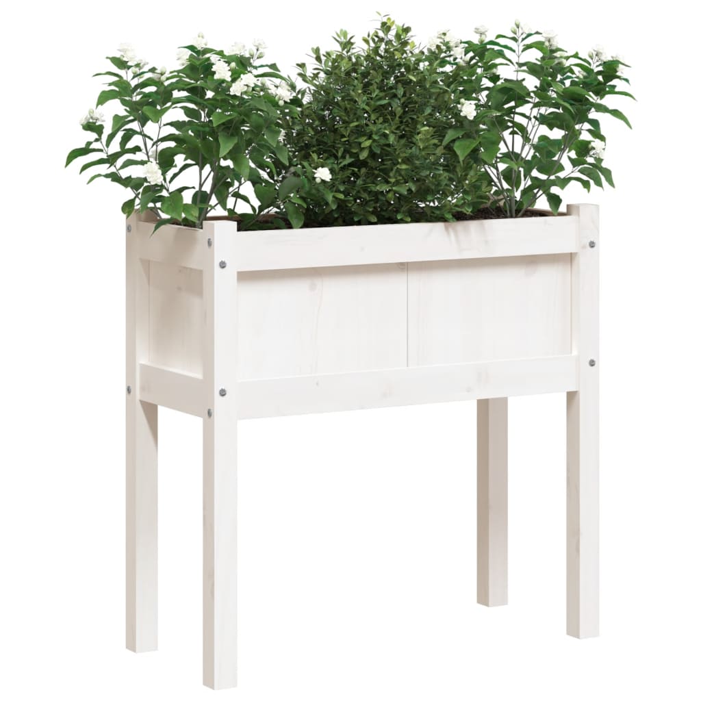 Garden Planter with Legs White 70x31x70 cm Solid Wood Pine