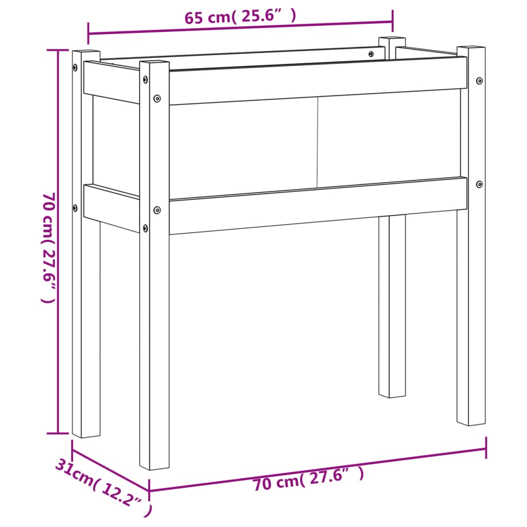 Garden Planter with Legs White 70x31x70 cm Solid Wood Pine