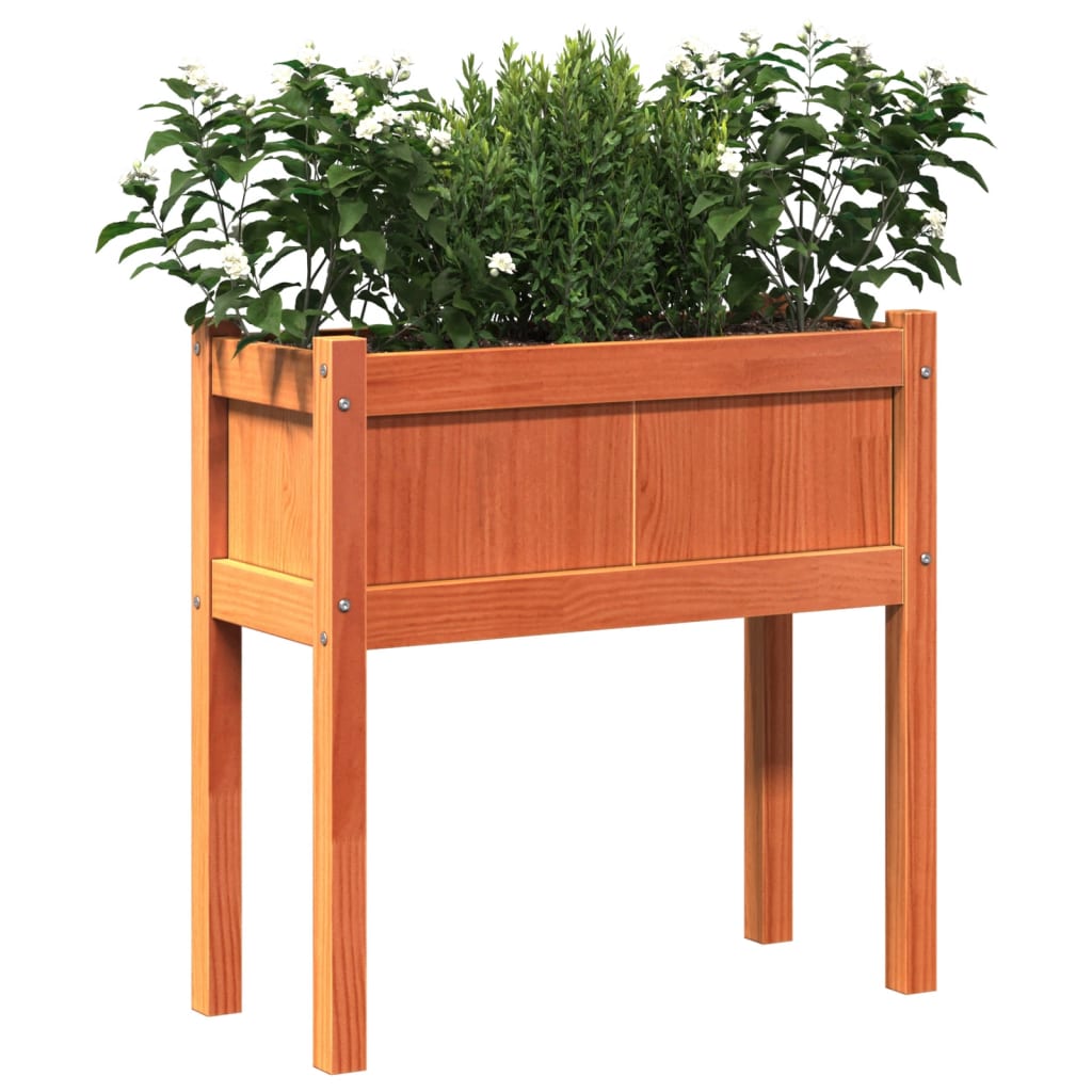 Garden Planter with Legs Wax Brown 70x31x70 cm Solid Wood Pine