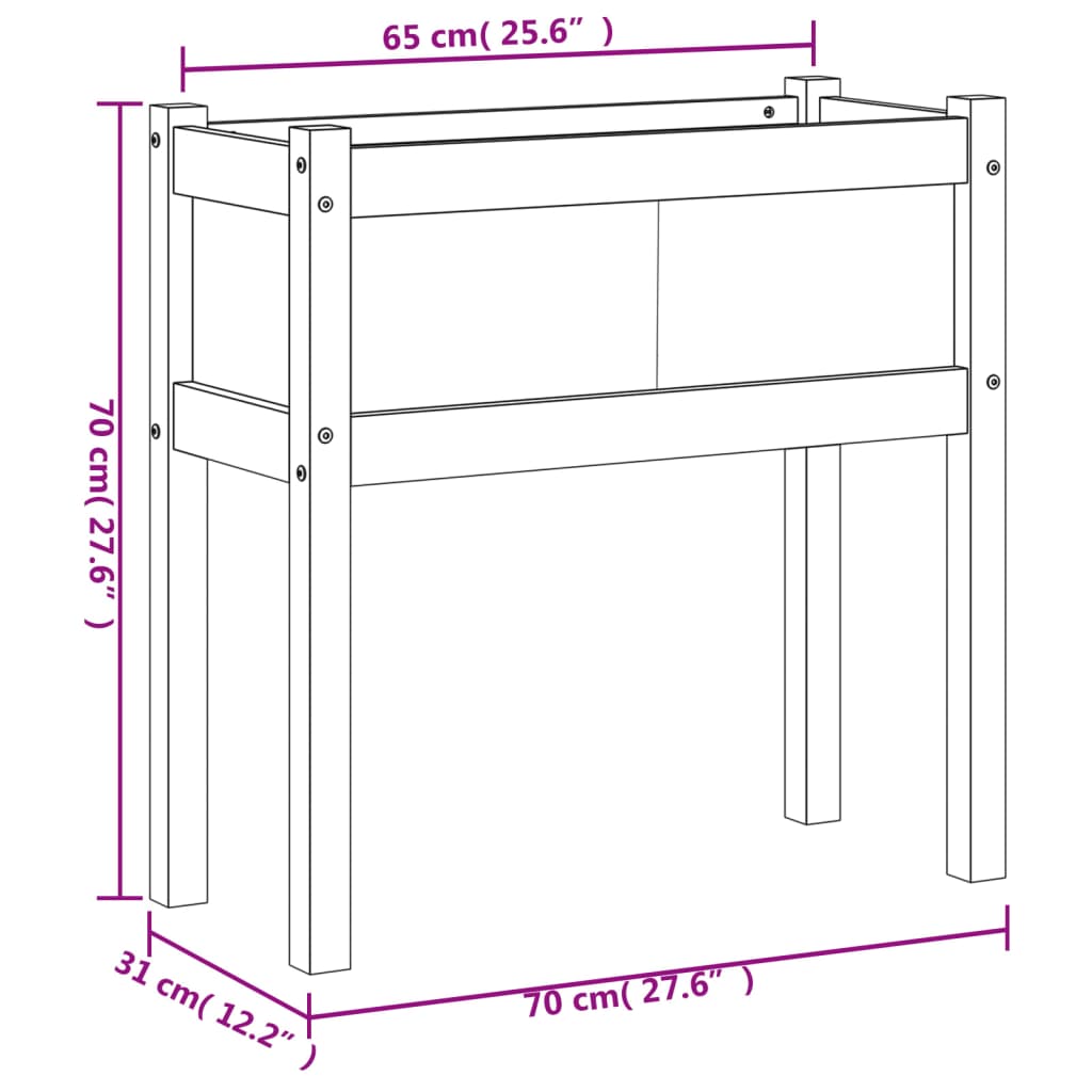 Garden Planter with Legs Wax Brown 70x31x70 cm Solid Wood Pine