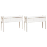 Garden Planters 2 pcs with Legs White Solid Wood Pine