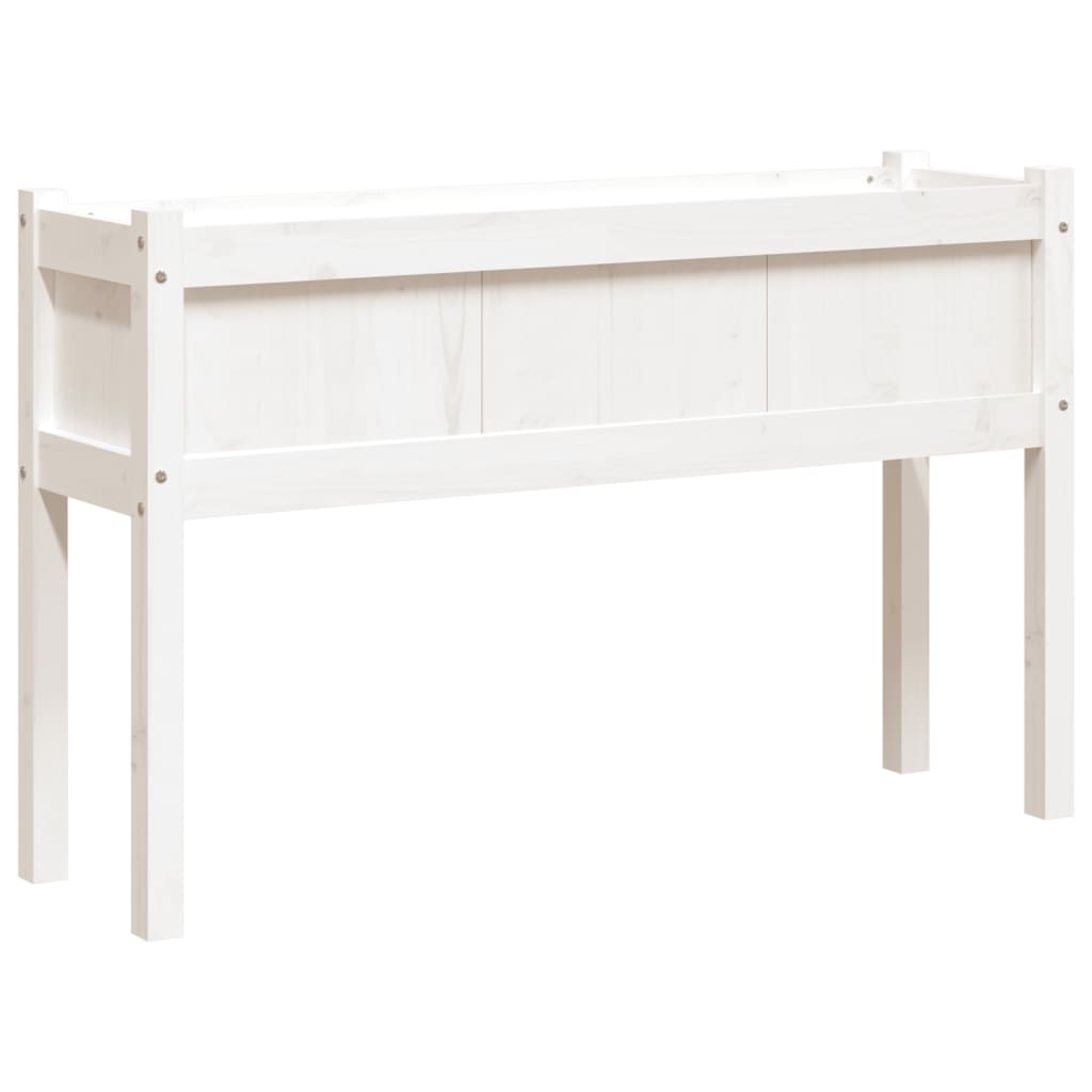 Garden Planters 2 pcs with Legs White Solid Wood Pine