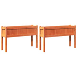 Garden Planters 2 pcs with Legs Wax Brown Solid Wood Pine