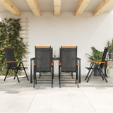 7 Piece Garden Dining Set Black Aluminium