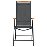 7 Piece Garden Dining Set Black and Brown Aluminium