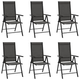 7 Piece Garden Dining Set Black Aluminium