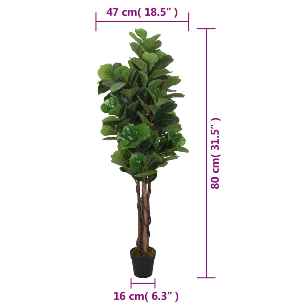 Artificial Fiddle Leaf Fig Tree 96 Leaves 80 cm Green