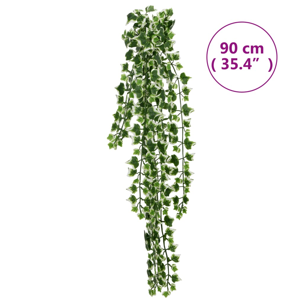 Artificial Hanging Plants 12 pcs 339 Leaves 90 cm Green and White