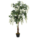 Artificial Wisteria Tree 840 Leaves 150 cm Green and White