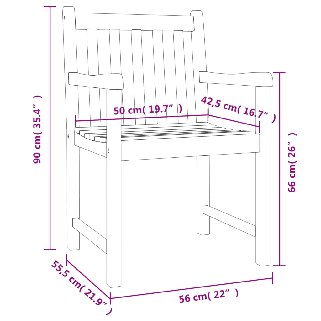 vidaXL Garden Chairs 6 pcs 56x55.5x90 cm Solid Wood Acacia