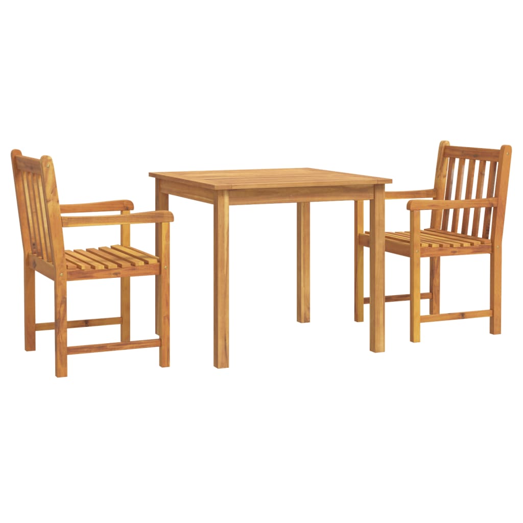 3 Piece Garden Dining Set Solid Wood Acacia