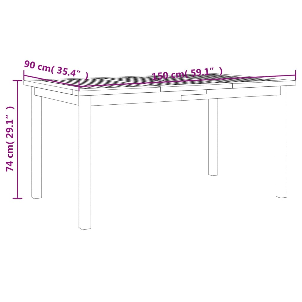 5 Piece Garden Dining Set Solid Wood Acacia