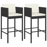 3 Piece Garden Bar Set with Cushions Black Poly Rattan