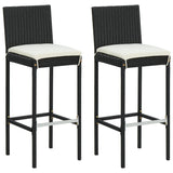 3 Piece Garden Bar Set with Cushions Black Poly Rattan