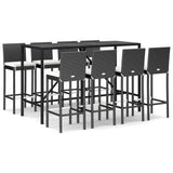 9 Piece Garden Bar Set with Cushions Black Poly Rattan