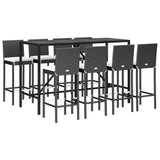 9 Piece Garden Bar Set with Cushions Black Poly Rattan