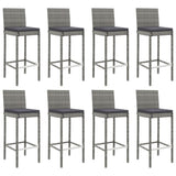 9 Piece Garden Bar Set with Cushions Grey Poly Rattan