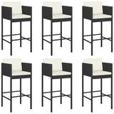 7 Piece Garden Bar Set with Cushions Black Poly Rattan