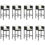 9 Piece Garden Bar Set with Cushions Black Poly Rattan