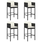 5 Piece Garden Bar Set with Cushions Black Poly Rattan