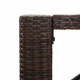 5 Piece Garden Bar Set with Cushions Brown Poly Rattan