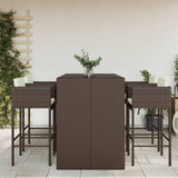 5 Piece Garden Bar Set with Cushions Brown Poly Rattan