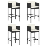 5 Piece Garden Bar Set with Cushions Black Poly Rattan