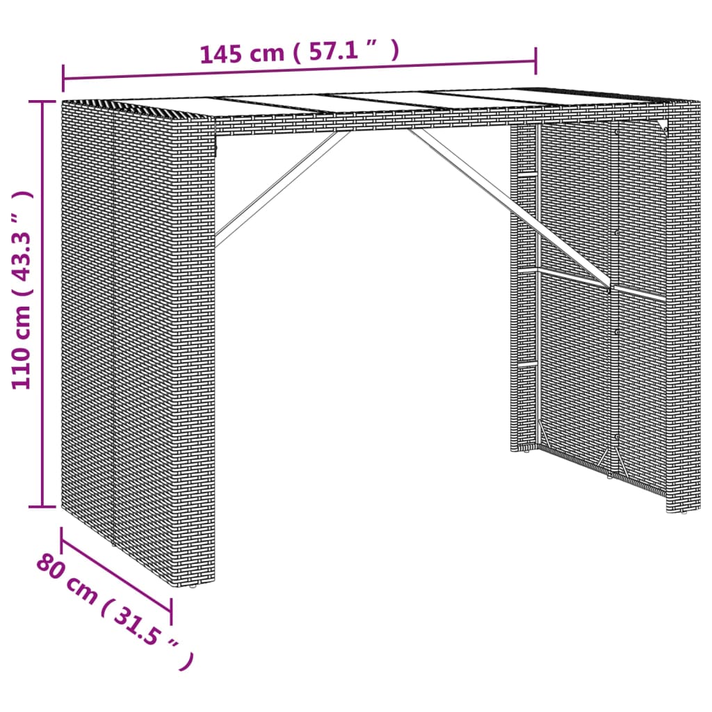 5 Piece Garden Bar Set with Cushions Grey Poly Rattan