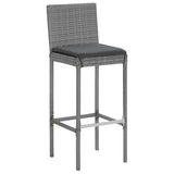 9 Piece Garden Bar Set with Cushions Grey Poly Rattan