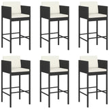 7 Piece Garden Bar Set with Cushions Black Poly Rattan