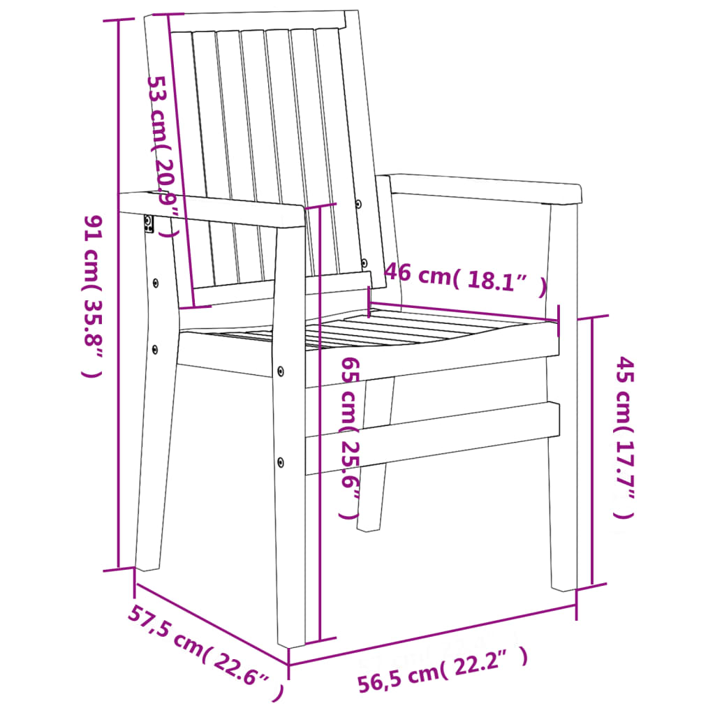 Stackable Garden Chairs 8 pcs 56.5x57.5x91 cm Solid Wood Teak