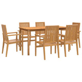 7 Piece Garden Dining Set Solid Wood Teak