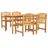 5 Piece Garden Dining Set Solid Wood Teak