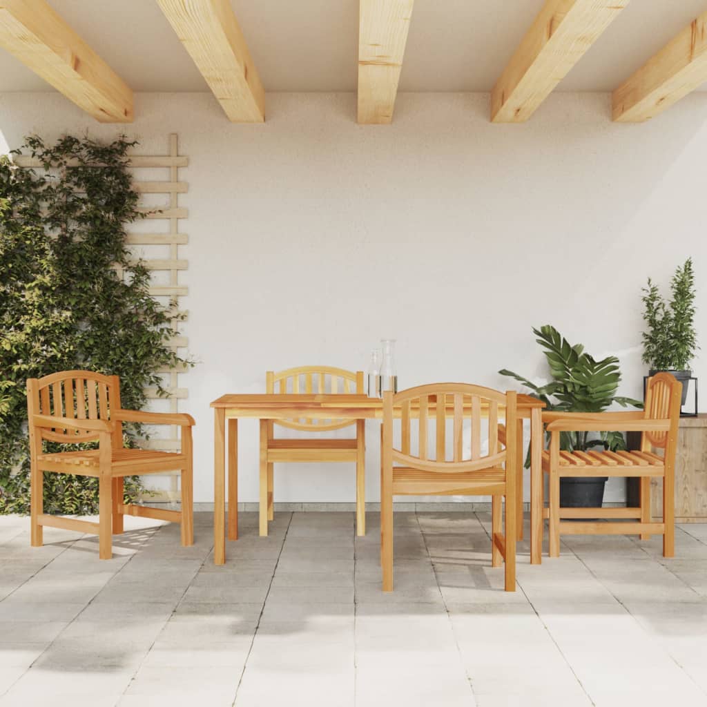 5 Piece Garden Dining Set Solid Wood Teak