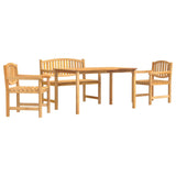 4 Piece Garden Dining Set Solid Wood Teak