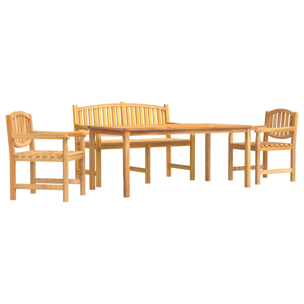 4 Piece Garden Dining Set Solid Wood Teak