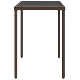 Garden Table with Glass Top Brown 115x54x74 cm Poly Rattan