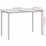 Garden Table with Glass Top Light Grey 115x54x74 cm Poly Rattan