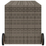 Garden Storage Box with Wheels Grey 283L Poly Rattan